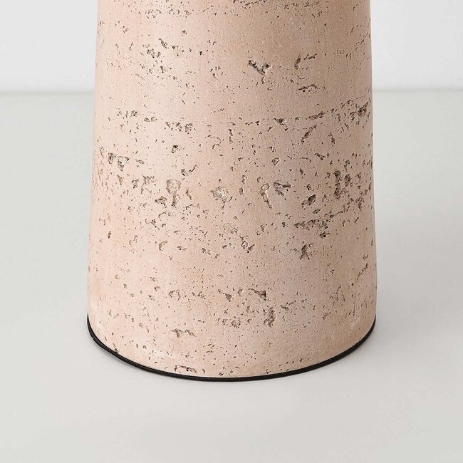 Japandi Tischleuchte Tavio aus Travertin (Naturstein) mit schwarzem Schirm