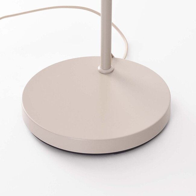 Moderne Steh-Bogenlampe Lerava beige mit Leinen-Schirm