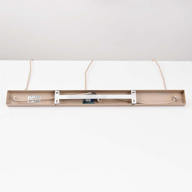 Hängelampe Meliora beige mit 3 gerippten Gläsern