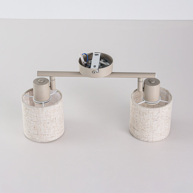 Deckenleuchte Avan in Beige mit 2 verstellbaren Leinenkappen