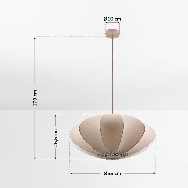 Hängelampe Elyora aus Stoff - Taupe