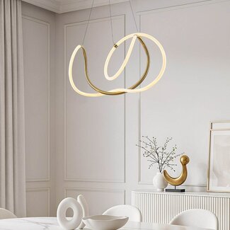 Design-Hängelampe Lunara mit integrierten 3-stufig dimmbaren LEDs - Gold