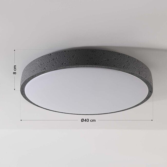 Deckenleuchte Arvid Ø40 cm - Dunkelgrau mit Steineffekt, 3-stufig dimmbar