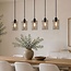 5-flammige Hängeleuchte Texas - Mattschwarz und Rauchglas
