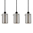 4-flammige Hängeleuchte Worth - Mattschwarz und Rauchglas