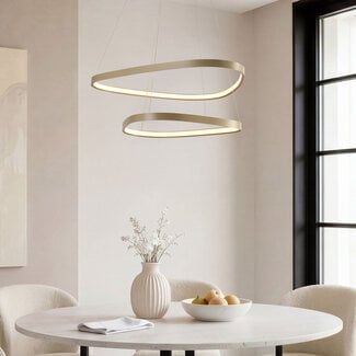 Design-Hängelampe Nivara mit integrierter LED, 3-stufig dimmbar - Sandbeige