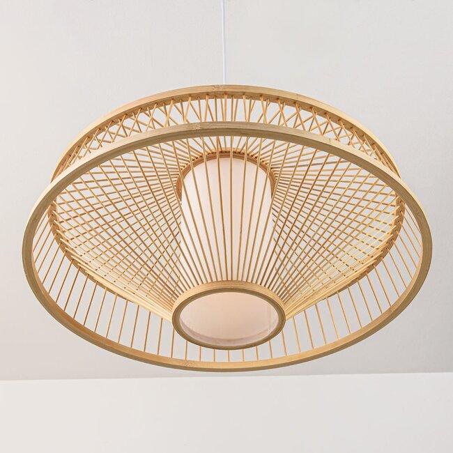 Bambus-Hängelampe Olira mit Diffusor in Natur