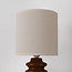 Tischlampe Seyra aus brauner Keramik mit Stoffschirm in Beige