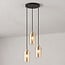 Moderne mattschwarze und sandgoldene Pendelleuchte mit amber Glas, 3-flammig - Arlington