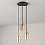 Moderne mattschwarze und sandgoldene Pendelleuchte mit amber Glas, 3-flammig - Arlington