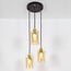 Moderne mattschwarze und sandgoldene Pendelleuchte mit amber Glas, 3-flammig - Arlington