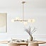 Design-Hängelampe Aster – beige mit milchweißem Glas, 6-flammig