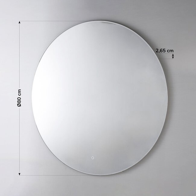 Badezimmerspiegel Reflecta Ø80 cm Berührungssteuerung, einstellbare Lichtfarbe