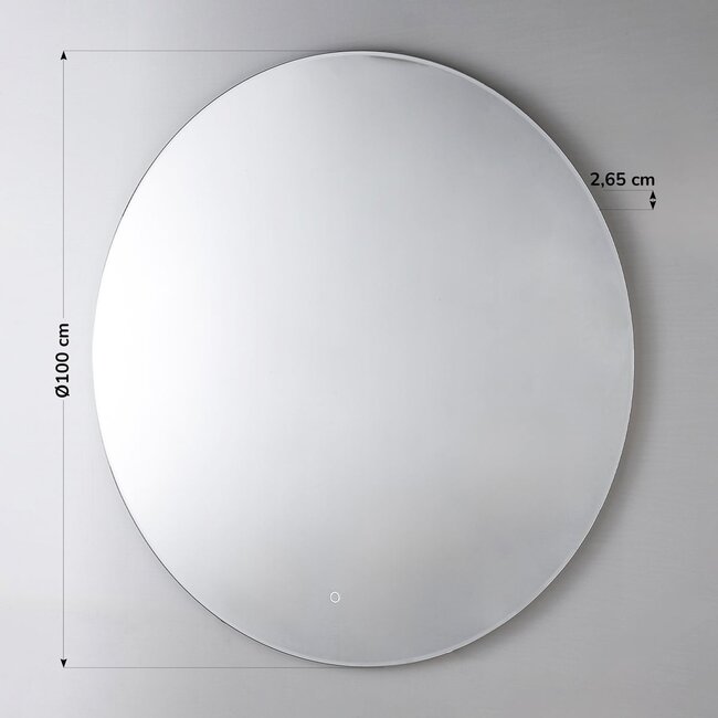 Badezimmerspiegel Reflecta Ø100 cm Berührungssteuerung, einstellbare Lichtfarbe