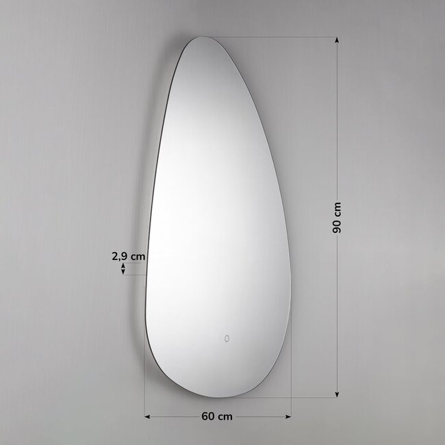 Badezimmerspiegel Glimmer 60 x 90 cm Berührungssteuerung, einstellbare Lichtfarbe
