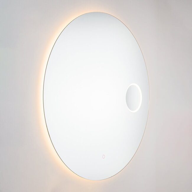 Badezimmerspiegel Lustra Ø80 cm, touch-dimmbar, Lichtfarbe einstellbar, mit Heizung