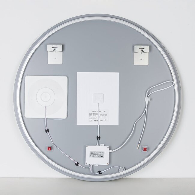 Badezimmerspiegel Lustra Ø80 cm, touch-dimmbar, Lichtfarbe einstellbar, mit Heizung