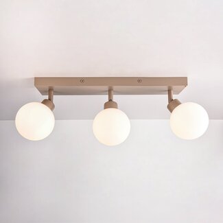 Deckenleuchte Vano mit 3 drehbaren Lichtpunkten - Sandbeige mit milchweißem Glas