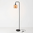Stehlampe Piedi in Schwarz mit Amberglas