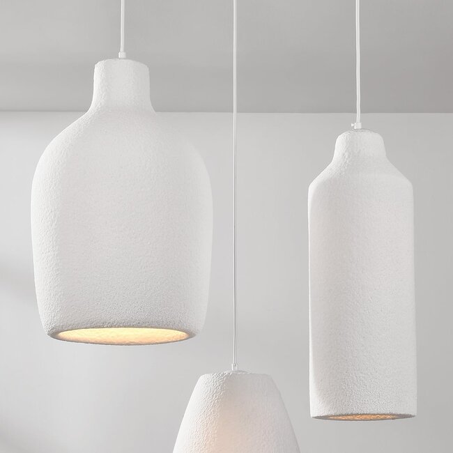 3-Licht moderne Wabi Sabi Pendelleuchte mit Steineffekt weiß - Kage