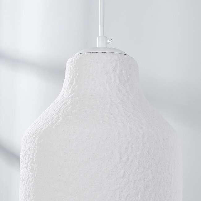 Moderne Wabi Sabi Pendelleuchte mit Steineffekt weiß, 3-Licht - Iki