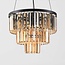3-flammige Hängelampe mit amber Glas Kristallen - Kristal