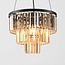 3-flammige Hängelampe mit amber Glas Kristallen - Kristal