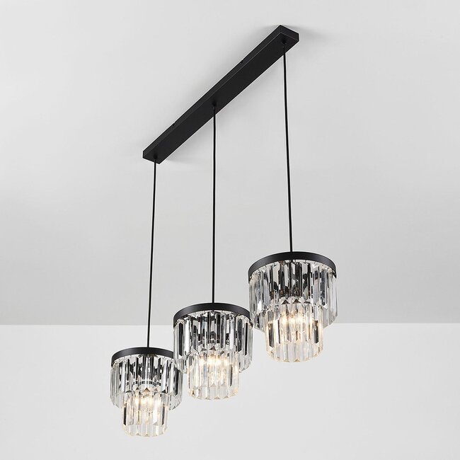 3-flammige Hängelampe mit Glaskristallen - Kristi