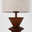 Tischlampe Fabiola mit Leinenschirm und Walnussoptik