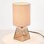 Tischlampe Irsa mit Leinenschirm und Amberglas