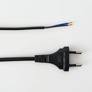 Zuleitung mit Stecker schwarz, 2 m - 2 x 0,75 mm
