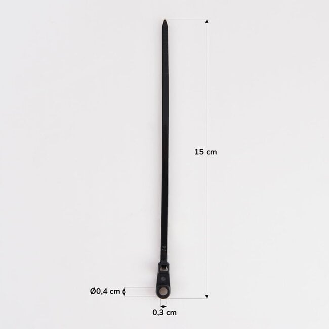 Schwarzes Kabelbinder-Set mit Befestigungsöse für Illu Lichterketten und Lichterketten 100 x 15 cm