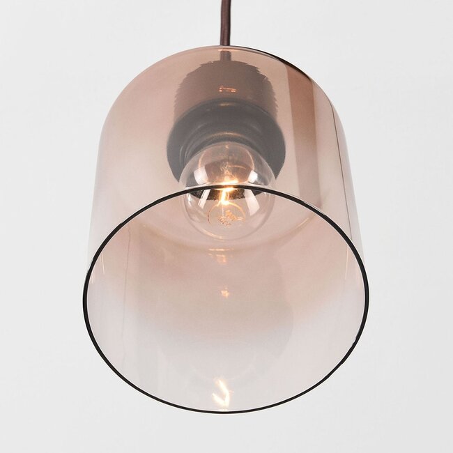 6-flammige Hängelampe Palaio mit Ombre-Glas - braun