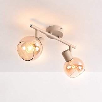 Deckenleuchte Phiene mit 2 drehbaren amber Gläsern - beige