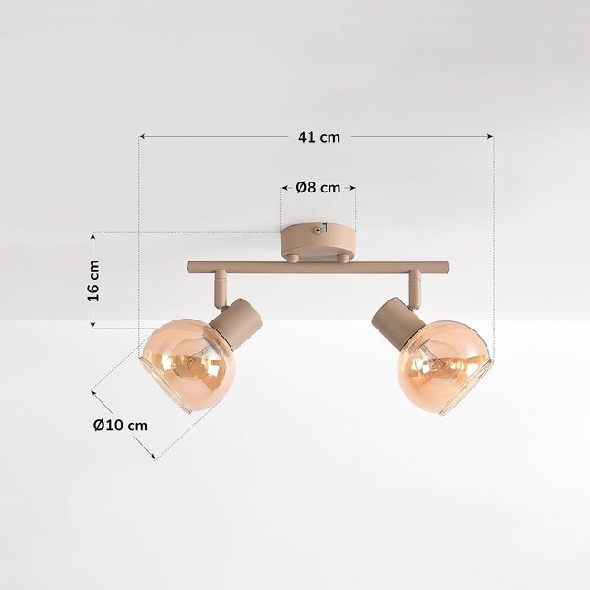 Deckenleuchte Phiene mit 2 drehbaren amber Gläsern - beige