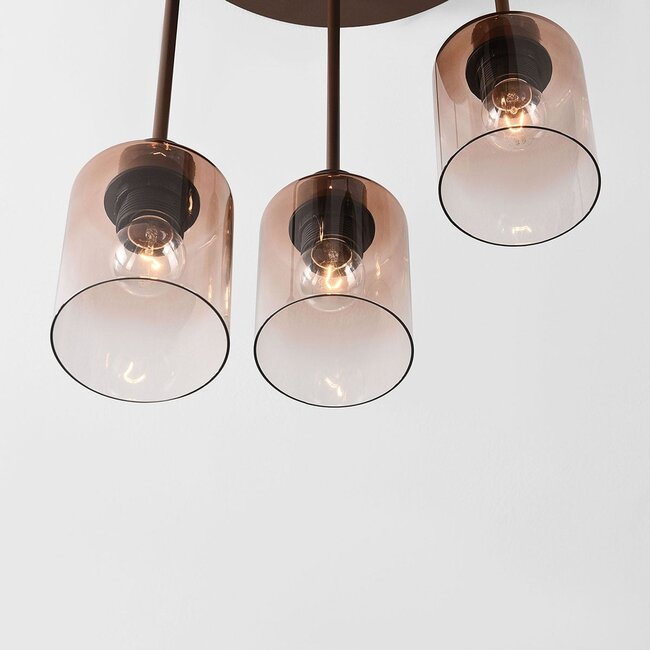 Deckenleuchte Leria 5-flammig mit Ombre-Glas - braun