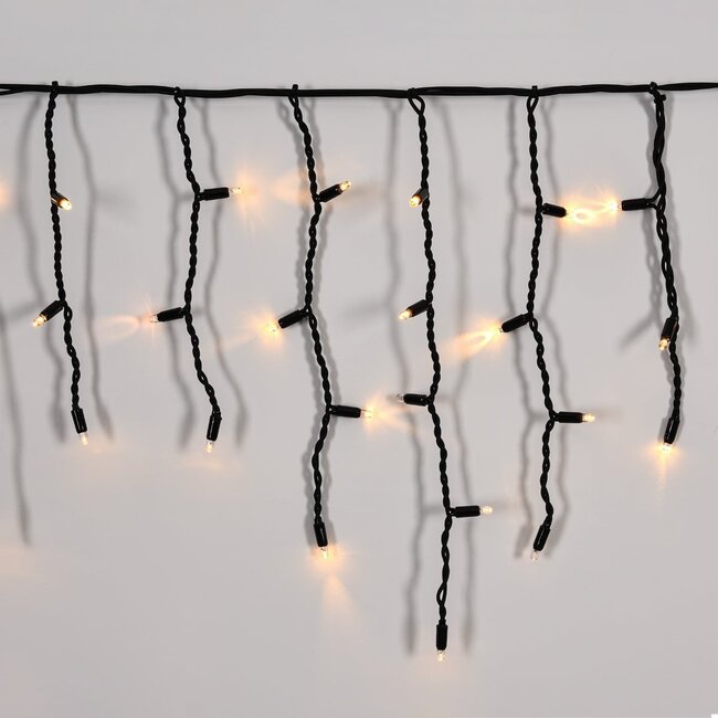 Eiszapfen-Lichterkette erweiterbar | ab 3 Meter | 114 LEDs | extra warmweiß mit Funkeln | Gummi