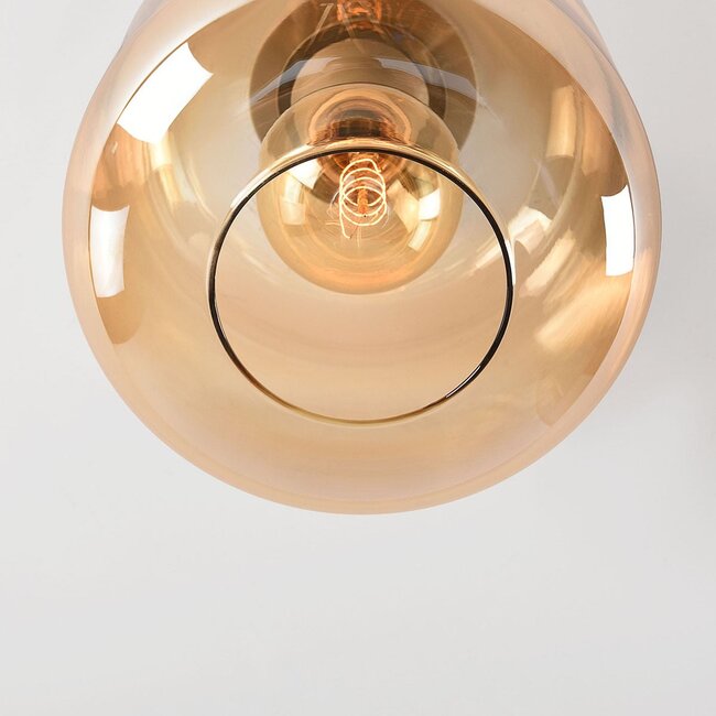 Soli Deckenleuchte, beige mit amber Glas