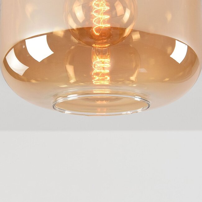 Soli Deckenleuchte, beige mit amber Glas