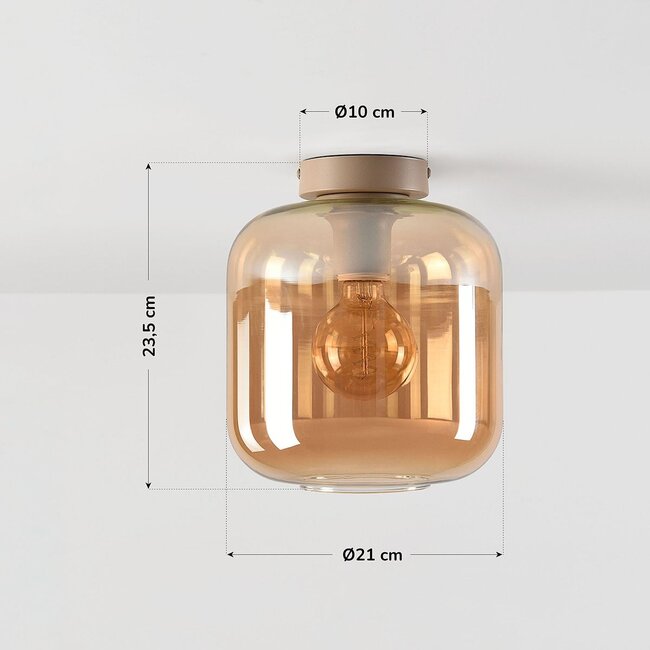 Soli Deckenleuchte, beige mit amber Glas