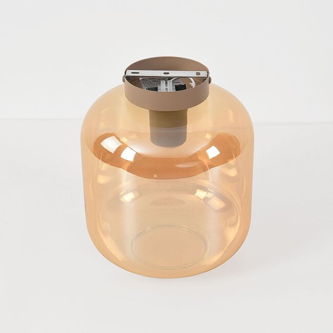 Soli Deckenleuchte, beige mit amber Glas