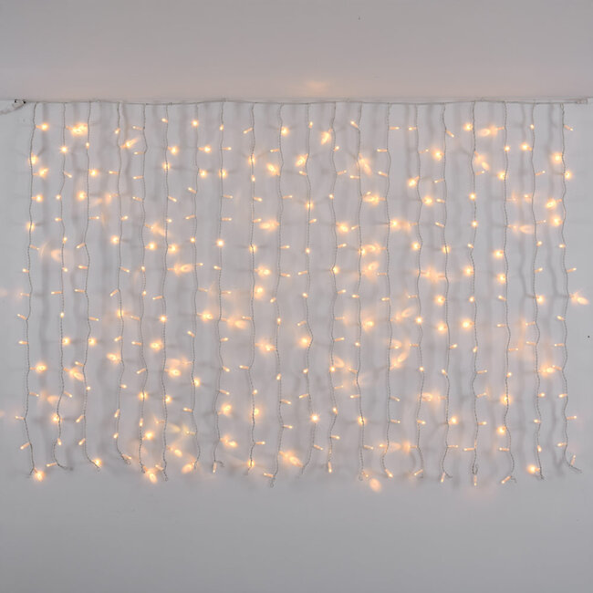 Lichtvorhang erweiterbar weiß | ab 2 Meter | 300 LEDs | 2200K extra warmweiß | Gummi