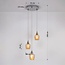 Industrielle Chrom-Pendelleuchte mit amber Glas, 3-flammig- Vanity
