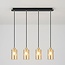 Industrielle mattschwarze und sandgoldene Pendelleuchte mit amber Glas 4-flammig - Tuscon