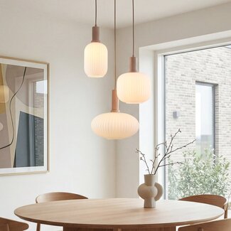 Hängelampe Viola 3-flammig - Opalglas und Beige