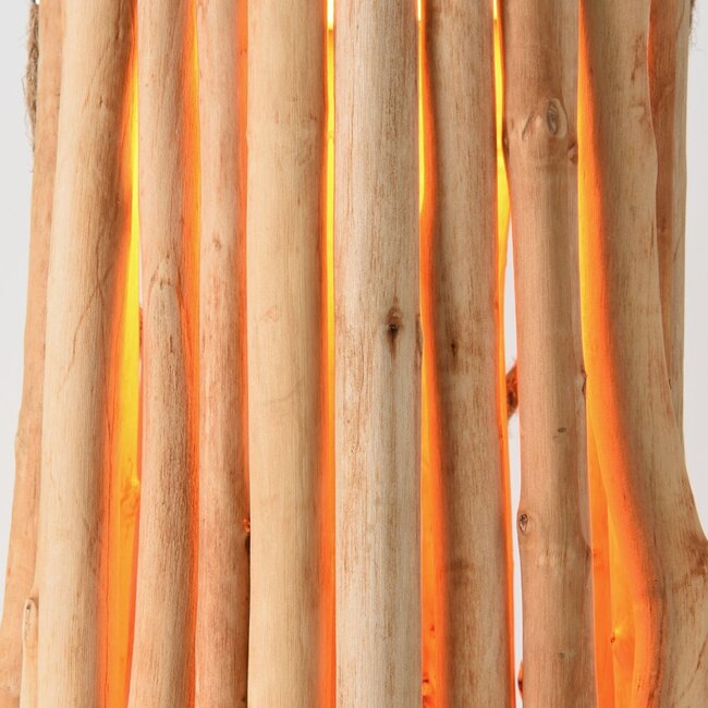 Solar-Tischleuchte Carola aus Holz mit Griff - dimmbar
