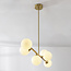 6-flammige Design-Deckenleuchte Aster - Gold und milchweißes Glas