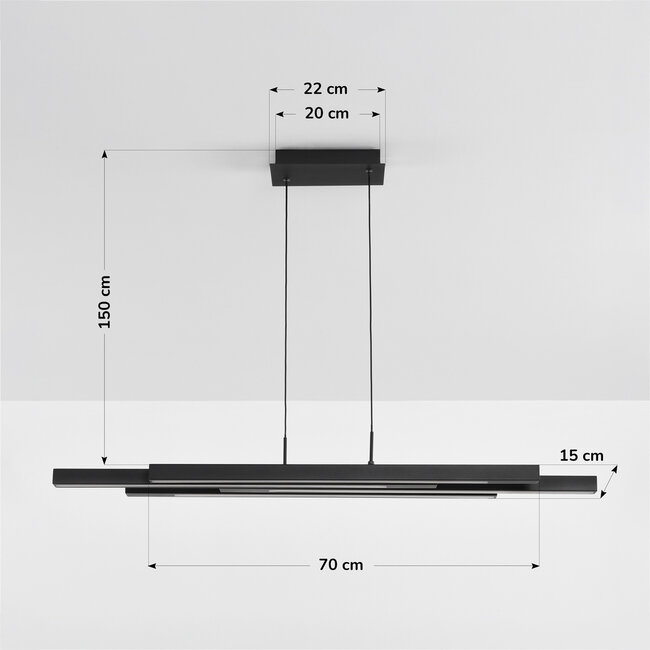Design-Pendelleuchte schwarz mit 3-Stufen-Dimmer - Liana