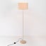 Stehlampe Auras mit Leinenschirm und Travertin-Effekt - beige