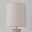 Tischlampe Kiyra aus weißer Keramik mit Stoffschirm in Beige
